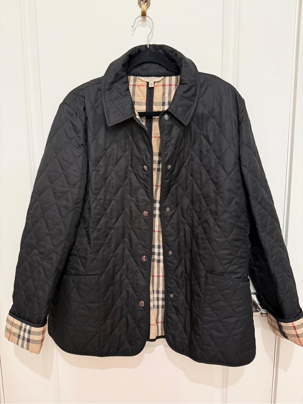 Burberry Black Quilted Bomber Jacket with Signature Check Lining